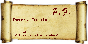 Patrik Fulvia névjegykártya